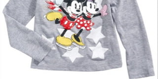 Disney Little Girl's Skating Mickey & Minnie T-Shirt Gray Size 5