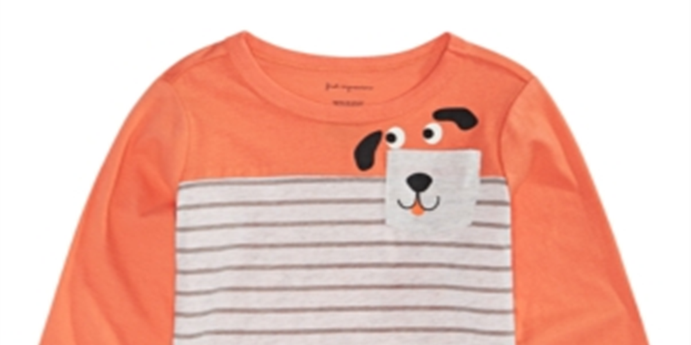 First Impressions Baby Boy's Dog Print Pocket T-Shirt Orange Size 12MOS