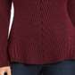Style & Co Women's Textured Speckle Long Sleeve Jewel Neck T-Shirt Sweater Red Size Petite Large