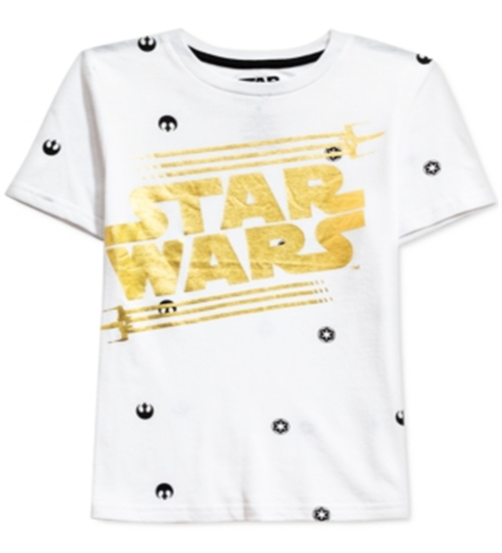 Star Wars Toddler Boy's Metallic Logo T-Shirt White Size 4