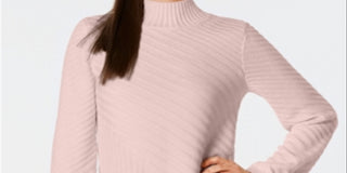 Charter Club Women's Mixed Stitch Mock Neck Sweater Pink Size Medium