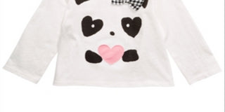 First Impressions Baby Girl's Panda Hearts T-Shirt White Size 24MOS