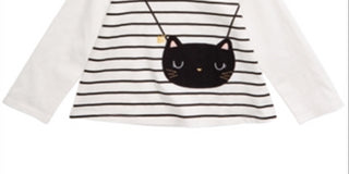 First Impressions Baby Girl's Cotton Cat Purse T-Shirt White Size 12MOS