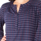 NY Collection Women's Printed Henley Top Blue Size Petite S