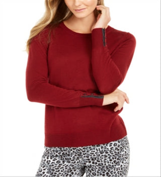 Charter Club Women's Button Cuff Merino Wool Sweater Red Size -Petite L