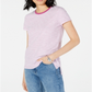 Maison Jules Women's Crewneck Ringer T-Shirt Purple Size Large
