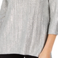 JM Collection Women's Metallic Ribbed Keyhole Top Silver Foil Size Petite S