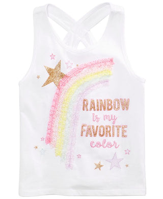 Epic Threads Toddler Girl's Rainbow Graphic Tank Top White Size 2T