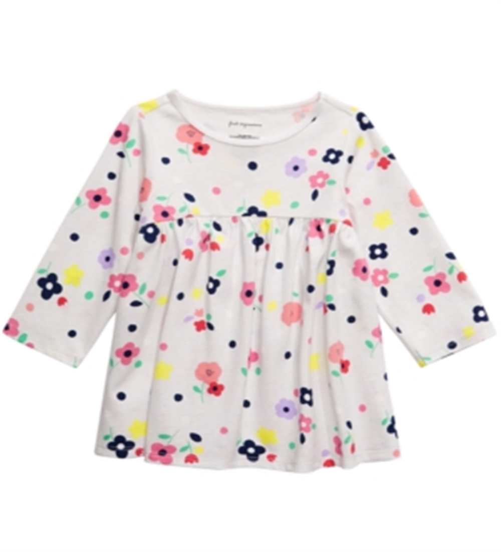 First Impressions Baby Girl's Cotton Long Sleeve Floral Print Tunic White Size 24MOS