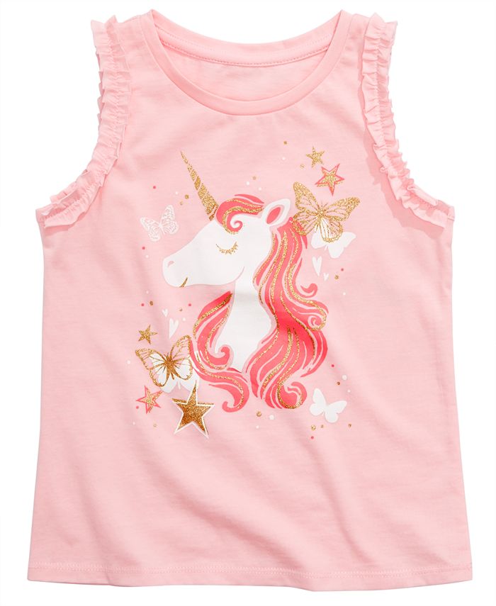 Epic Threads Toddler Girl's Ruffled Unicorn Print Tank Top -Pink Size 3