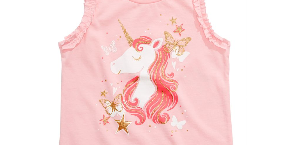 Epic Threads Toddler Girl's Ruffled Unicorn Print Tank Top -Pink Size 3