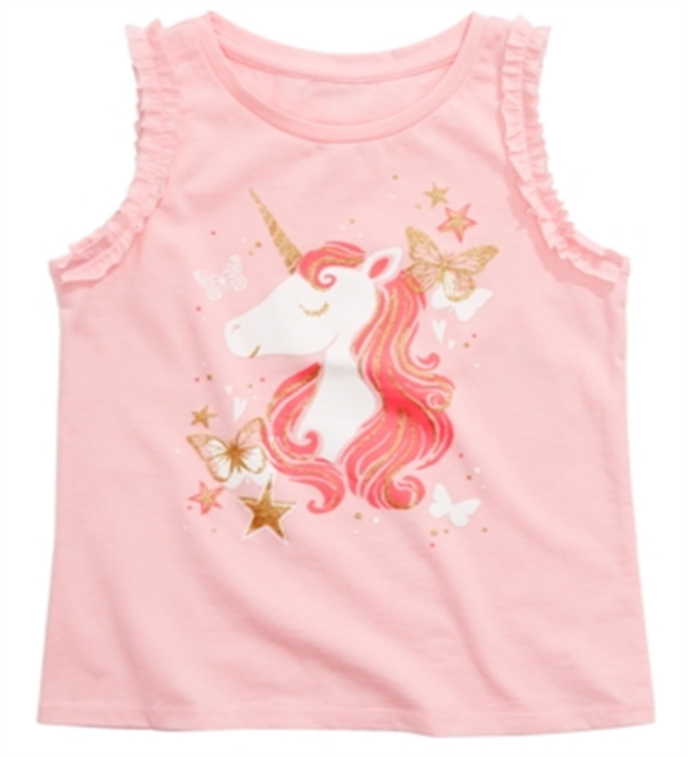 Epic Threads Toddler Girl's Ruffled Unicorn Print Tank Top -Pink Size 3