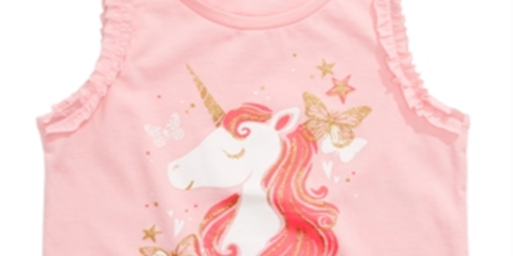 Epic Threads Toddler Girl's Ruffled Unicorn Print Tank Top -Pink Size 3