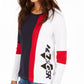 Tommy Hilfiger Women's Color Block Long Sleeve Jewel Neck T-Shirt Top Blue Size X-Large