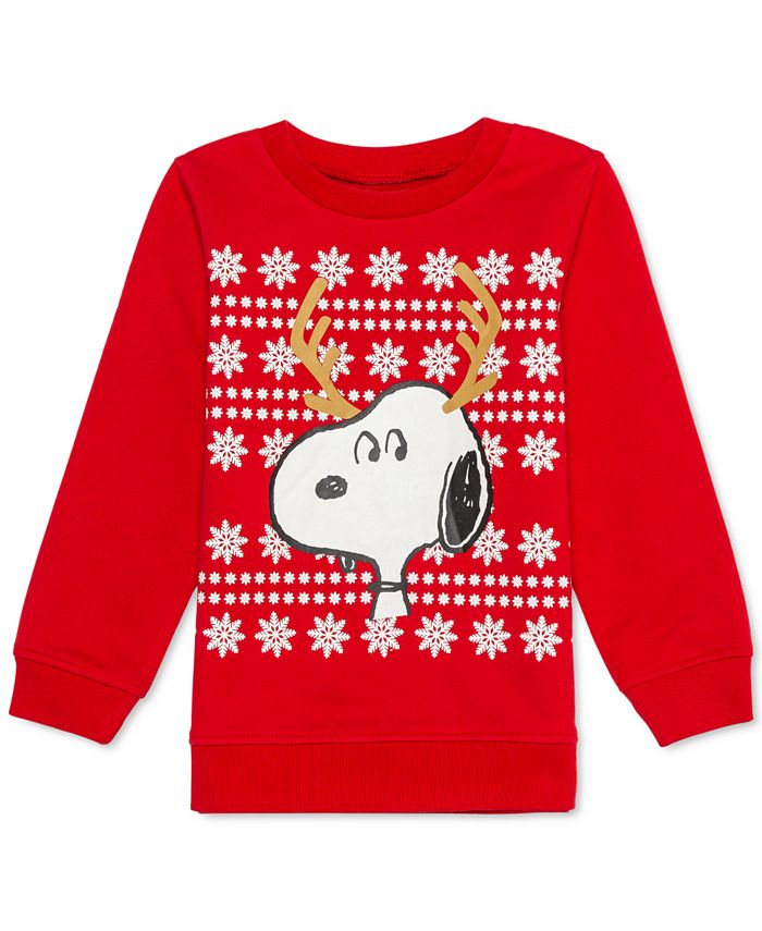 Peanuts Little Boy's Snoopy Reindeer Holiday Sweatshirt Red Size 5