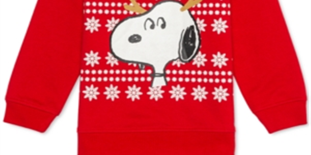 Peanuts Little Boy's Snoopy Reindeer Holiday Sweatshirt Red Size 5