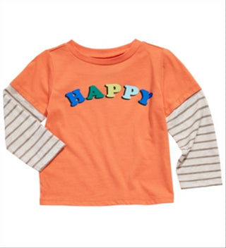 First Impressions Toddler Boy's Happy Print Layered Look T-Shirt Orange Size 2T