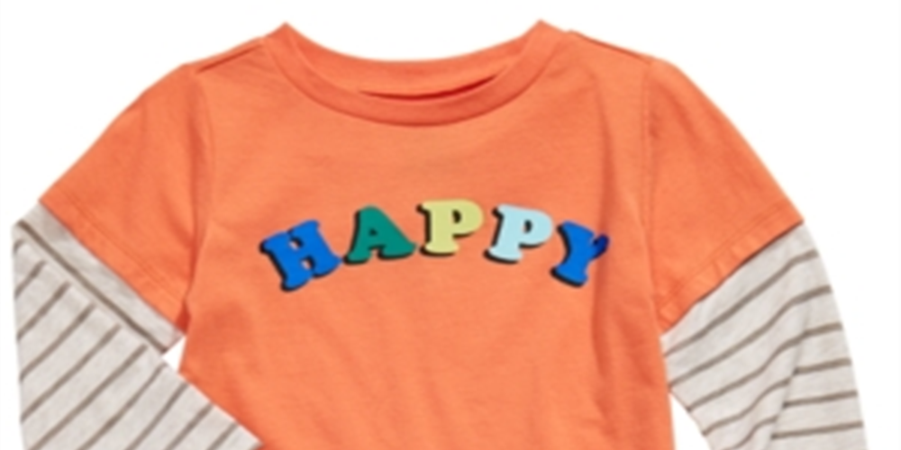 First Impressions Toddler Boy's Happy Print Layered Look T-Shirt Orange Size 2T