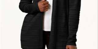 Karen Scott Women's Pointelle Knit Cardigan Black Size Small