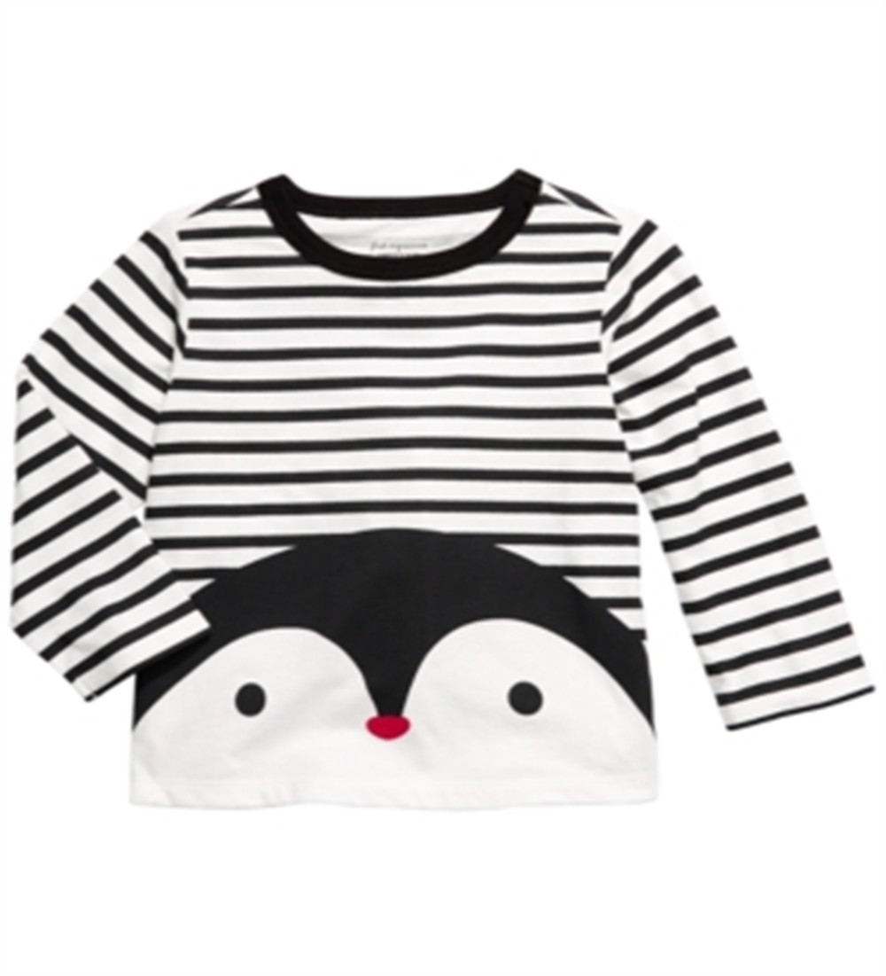 First Impressions Baby Boy's Striped Penguin Print Cotton T-Shirt White Size 3-6MOS