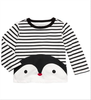 First Impressions Baby Boy's Striped Penguin Print Cotton T-Shirt White Size 3-6MOS