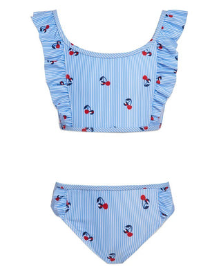 Tommy Hilfiger Girl's Truman 2 Piece Swim Bikini Set Blue Size 7-16