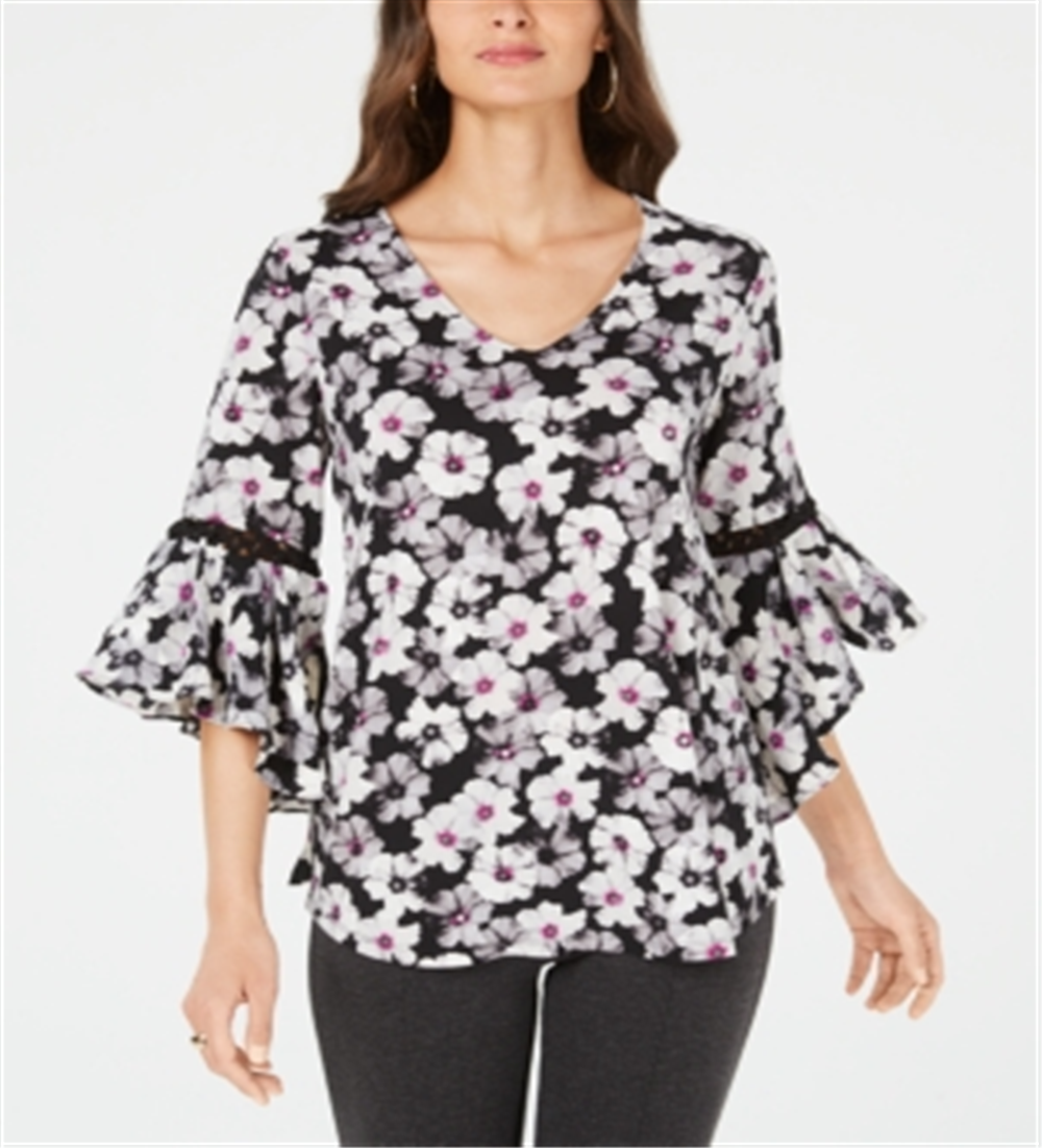Alfani Women's Cord Inset Top Black Size Petite Medium