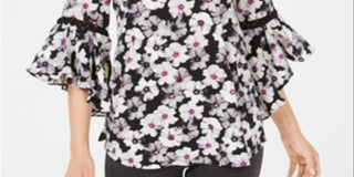 Alfani Women's Cord Inset Top Black Size Petite Medium