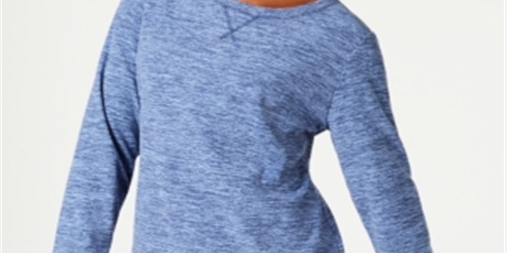 Karen Scott Women's Sport Space Dye Microfleece Top Blue Size X-Small