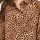 Charter Club Women's Animal Print Blouse Brown Size X-Large