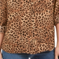 Charter Club Women's Animal Print Blouse Brown Size X-Large