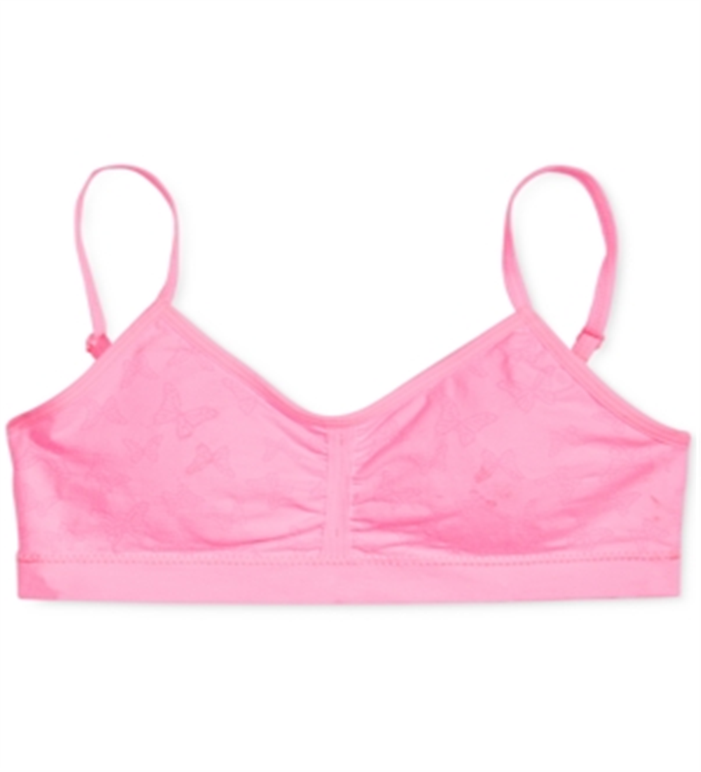 Maidenform Little Girl's & Big Girl's Butterfly Print Ruched Seamless Crop Bra Pink Size XL