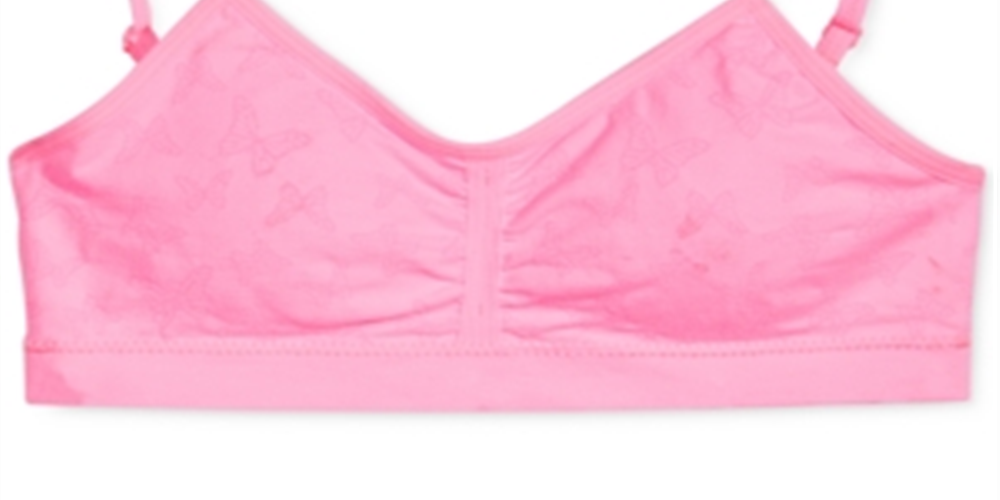 Maidenform Little Girl's & Big Girl's Butterfly Print Ruched Seamless Crop Bra Pink Size XL