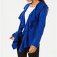 Karen Scott Women's Ruffle Front Cardigan Blue Size X-Small