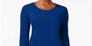 Charter Club Women's Pima Cotton Long Sleeve Top Blue Size XX-Large