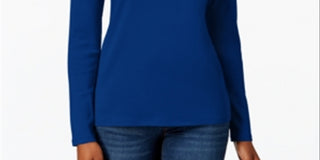 Charter Club Women's Pima Cotton Long Sleeve Top Blue Size XX-Large