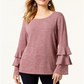 Style & Co Women's Tiered Sleeve Top Mesa Rose Size XS