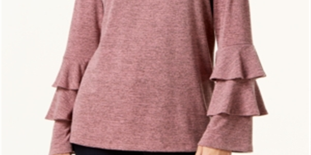 Style & Co Women's Tiered Sleeve Top Mesa Rose Size XS
