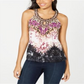 INC International Concepts Women's Beaded Animal Print Halter Top Black Size Petite S