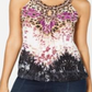 INC International Concepts Women's Beaded Animal Print Halter Top Black Size Petite S
