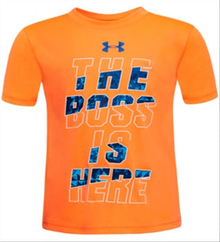 Under Armour Little Boy's Boss Print T-Shirt Orange Size 4