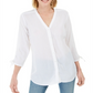 Charter Club Women's Gauzy Tie Sleeve Blouse White Size Small