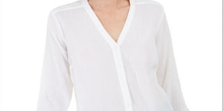 Charter Club Women's Gauzy Tie Sleeve Blouse White Size Small