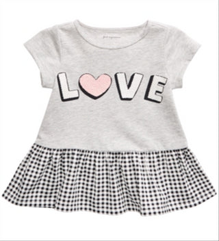 First Impressions Toddler Girl's Cotton Love Peplum T-Shirt Gray Size 2T