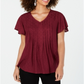 Style & Co Women's Textured Flutter Sleeve Top Winestone Size Petite S