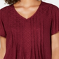 Style & Co Women's Textured Flutter Sleeve Top Winestone Size Petite S