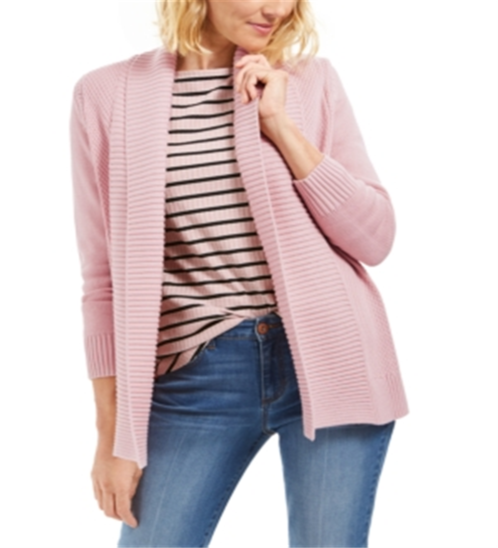 Charter Club Women's Shawl Collar Open Front Ballet Ribbon Cardigan Pink Size XX-Large
