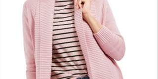 Charter Club Women's Shawl Collar Open Front Ballet Ribbon Cardigan Pink Size XX-Large