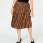 Charter Club Women's Animal Print Pleated Skirt Brown Size X-Small