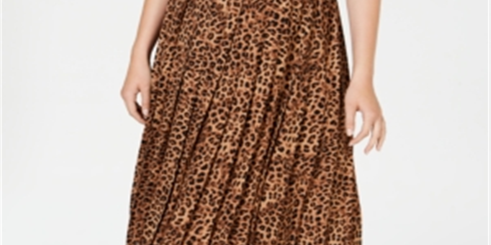 Charter Club Women's Animal Print Pleated Skirt Brown Size X-Small